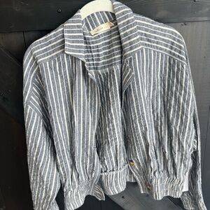 Millibon Navy and White Striped Casual Shirt